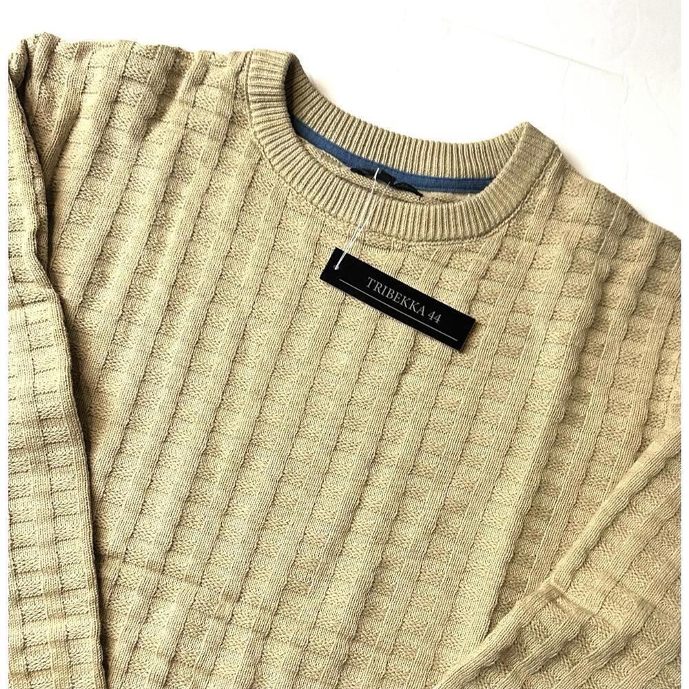 Tribekka 44 Men's Oatmeal/TanTextured Crewneck Sweater, Sizes XXL - Picture 7 of 8